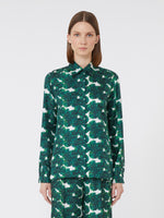 Mannish printed silk shirt