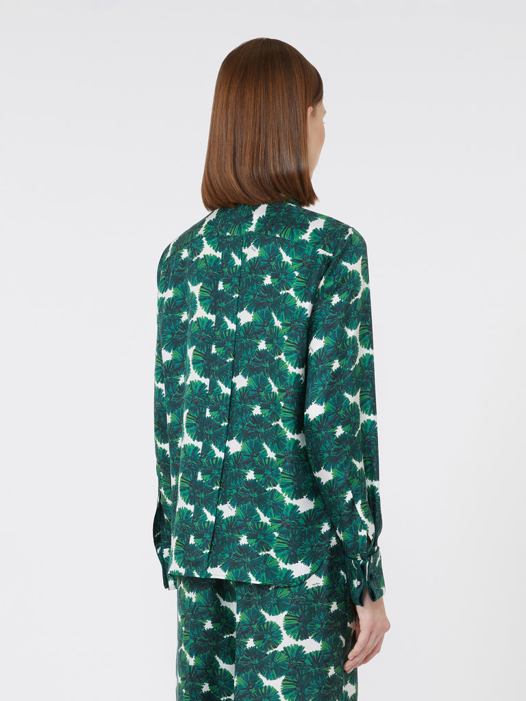 Mannish printed silk shirt