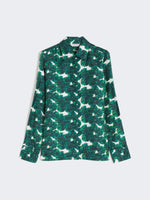 Mannish printed silk shirt