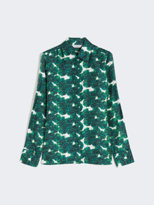 Mannish printed silk shirt