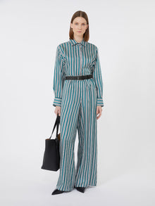 Printed silk cropped shirt