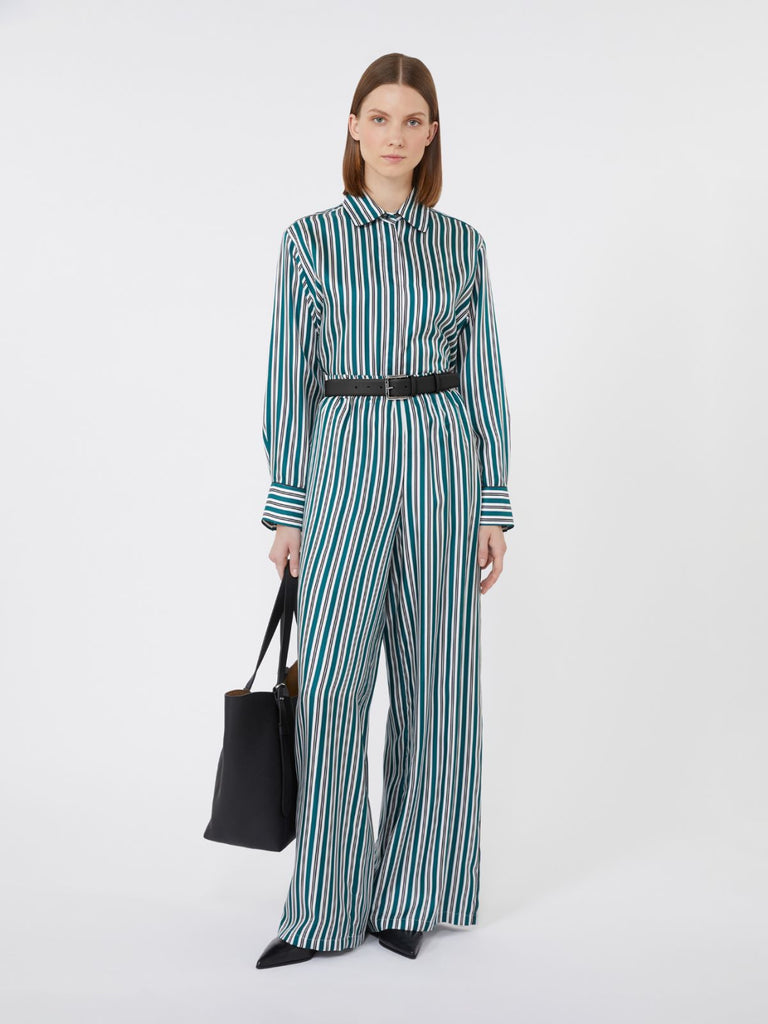 Printed silk cropped shirt