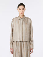 Printed silk cropped shirt