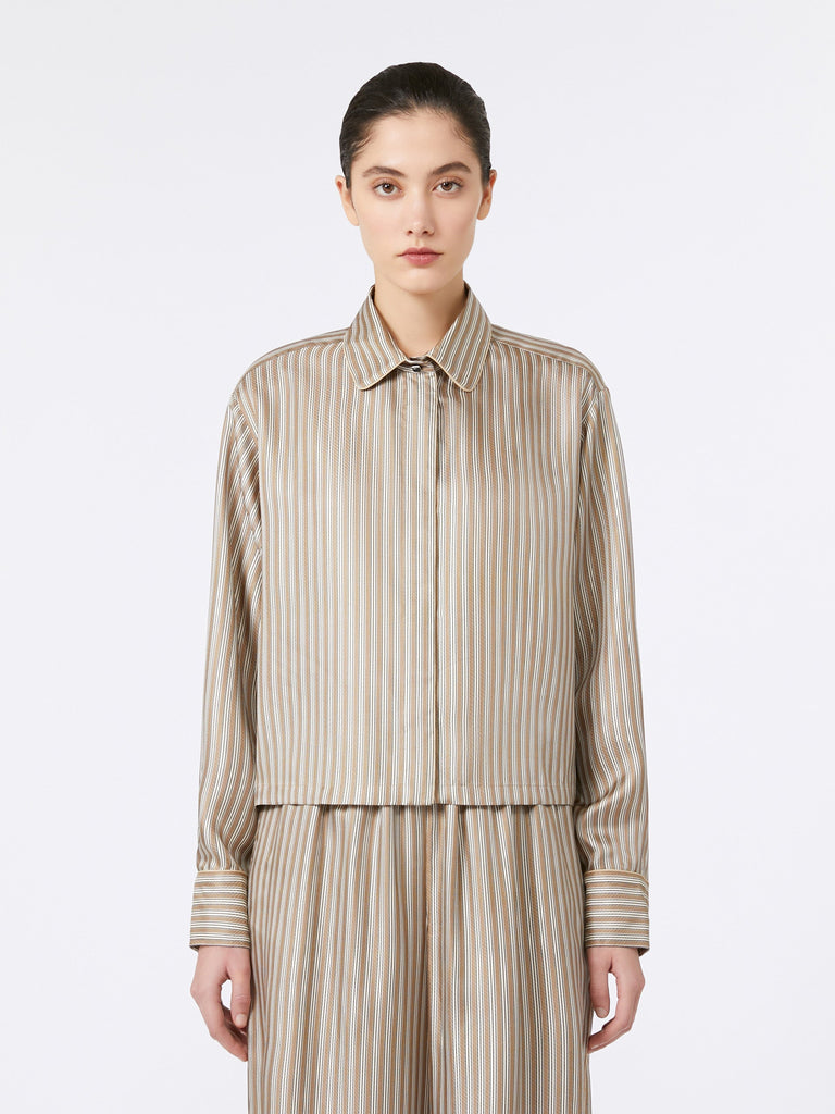 Printed silk cropped shirt