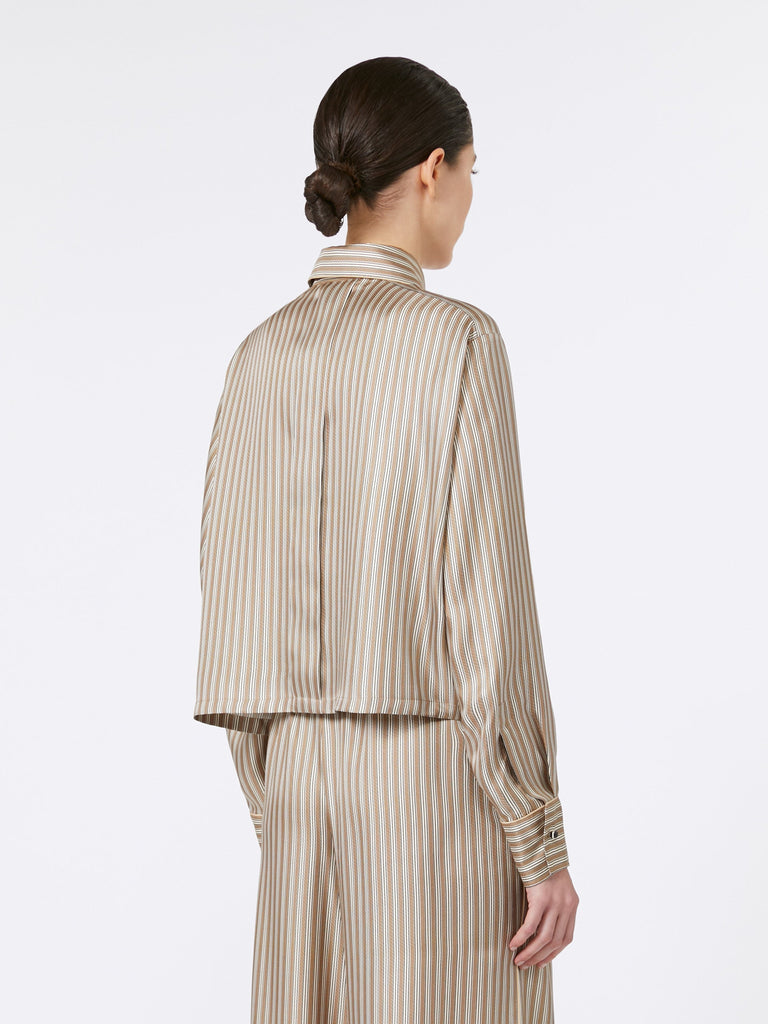 Printed silk cropped shirt