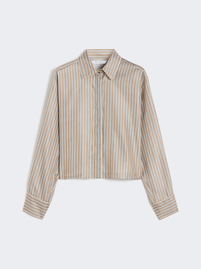 Printed silk cropped shirt