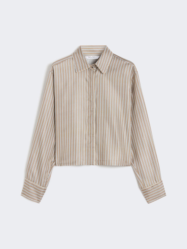 Printed silk cropped shirt