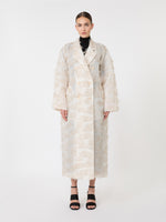 Double-Breasted Overcoat In Fil Coupé Jacquard for Women - Sand - Max Mara KSA