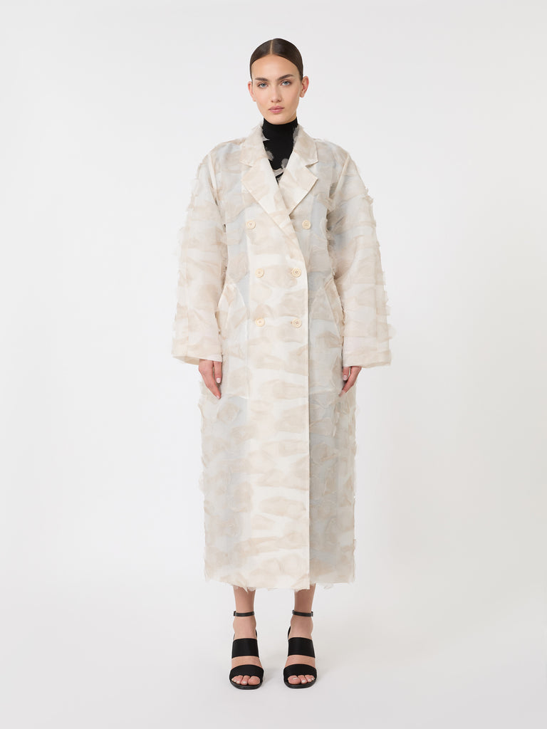 max mara double-breasted overcoat in fil coupé jacquard
