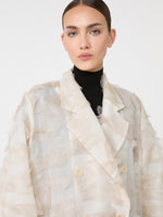 Double-Breasted Overcoat In Fil Coupé Jacquard for Women - Sand - Max Mara KSA