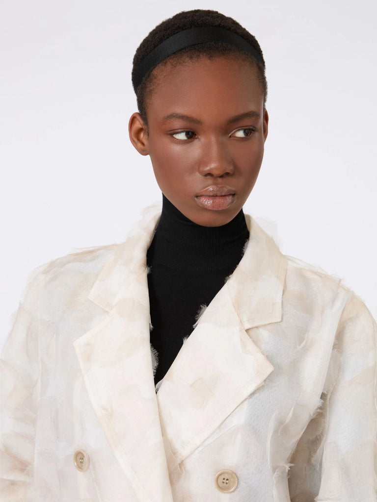 max mara double-breasted overcoat in fil coupé jacquard