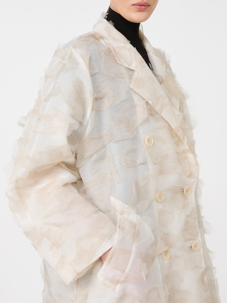 max mara double-breasted overcoat in fil coupé jacquard