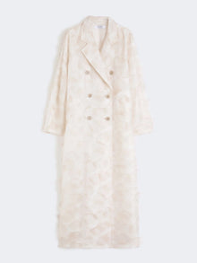 Double-breasted overcoat in fil coupé jacquard