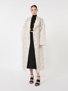 Double-Breasted Overcoat In Fil Coupé Jacquard for Women - Sand - Max Mara KSA
