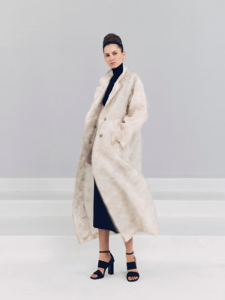 max mara double-breasted overcoat in fil coupé jacquard