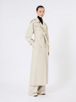 Pure Linen Drill Double-Breasted Duster Coat for Women - Sand - Max Mara KSA