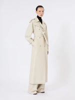 max mara pure linen drill double-breasted duster coat for women
