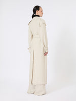 Pure Linen Drill Double-Breasted Duster Coat for Women - Sand - Max Mara KSA
