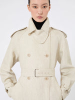 max mara pure linen drill double-breasted duster coat for women