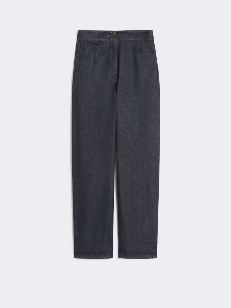 Denim-look cotton trousers