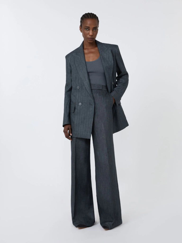 max mara herringbone linen twill trousers