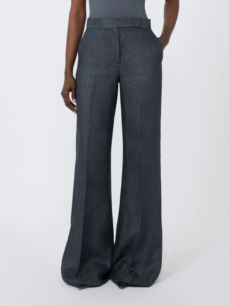 max mara herringbone linen twill trousers