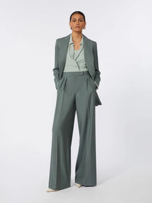 Wide-fit wool and silk trousers