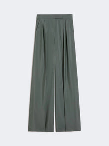 Wide-fit wool and silk trousers