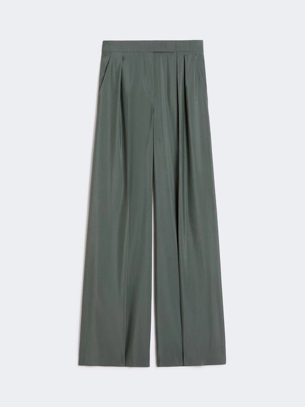 Wide-fit wool and silk trousers