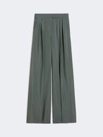 Wide-fit wool and silk trousers