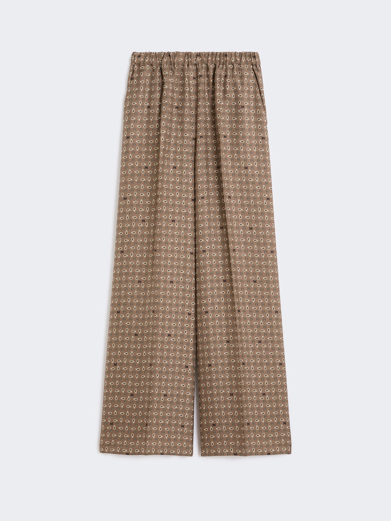 max mara بنطال حرير مزين بطبعة