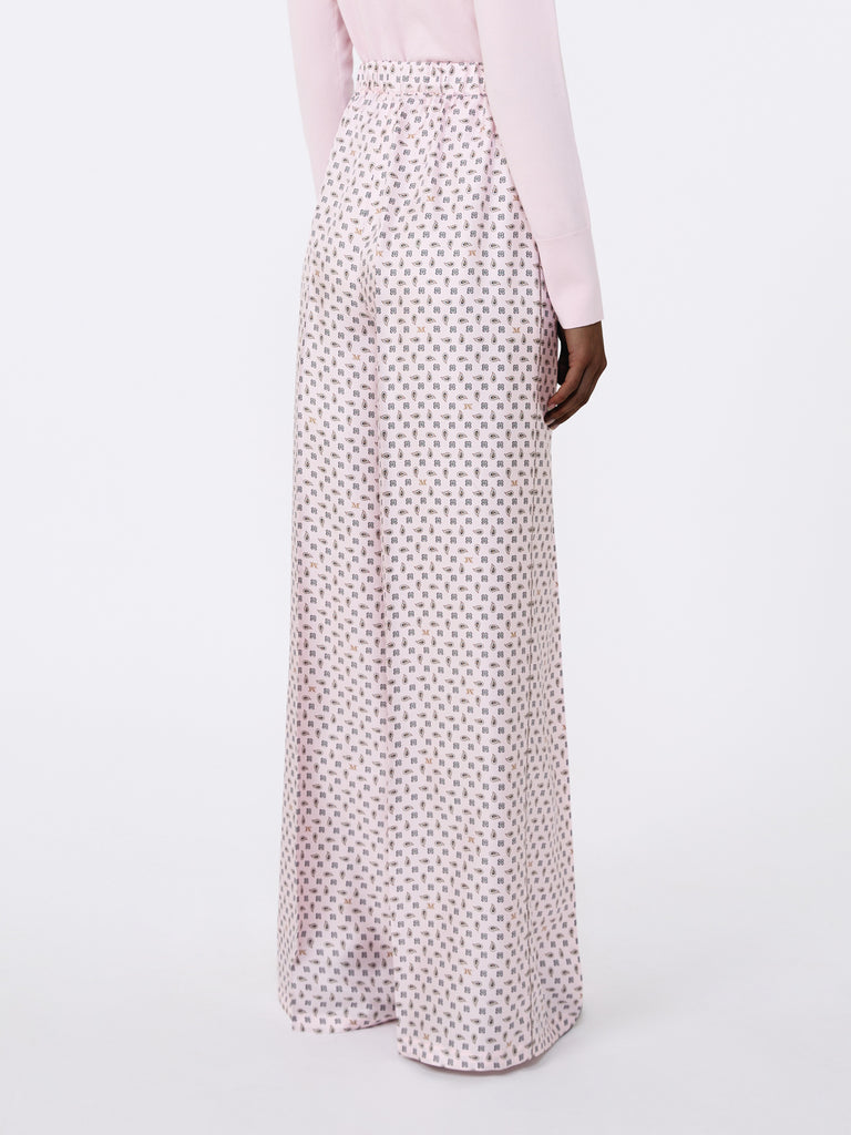 max mara بنطال حرير مزين بطبعة
