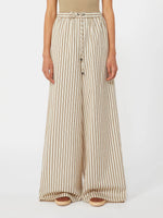 Wide-fit striped cotton and silk canvas trousers