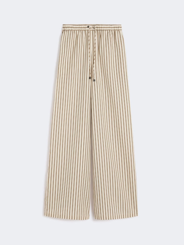 Wide-fit striped cotton and silk canvas trousers