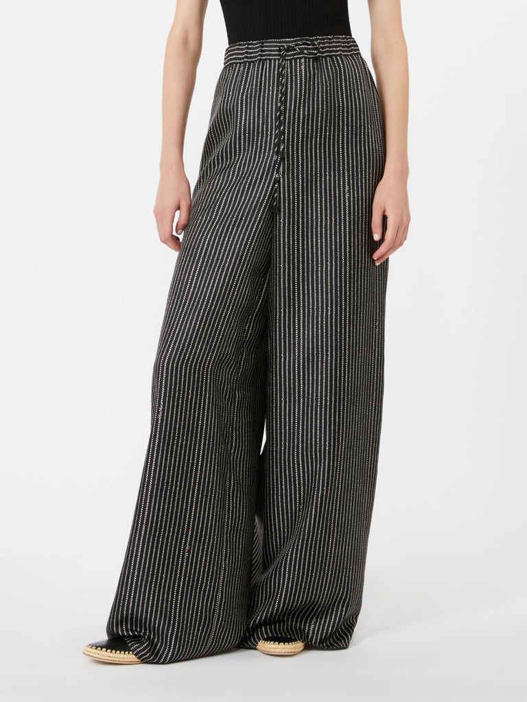 Wide-fit printed silk trousers