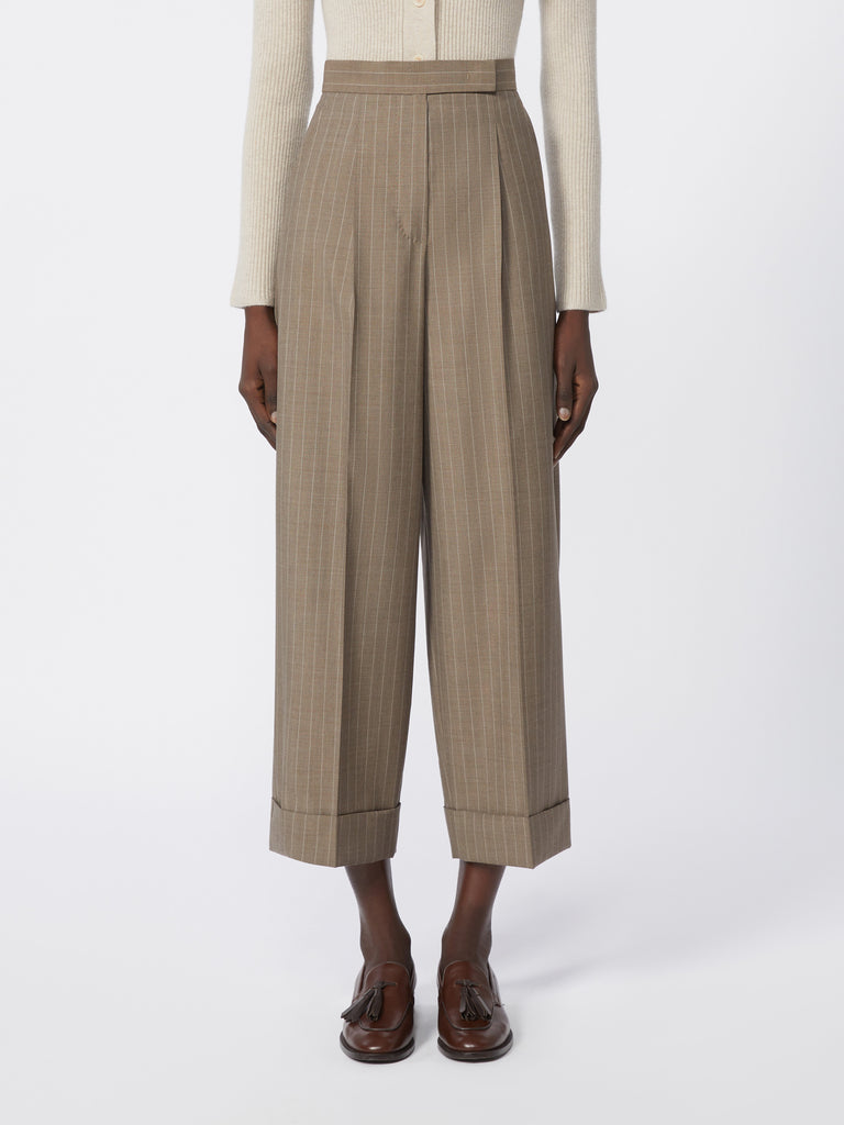 Pinstripe wool trousers