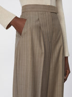 Pinstripe Wool Trousers for Women - Hazelnut Brown - Max Mara KSA