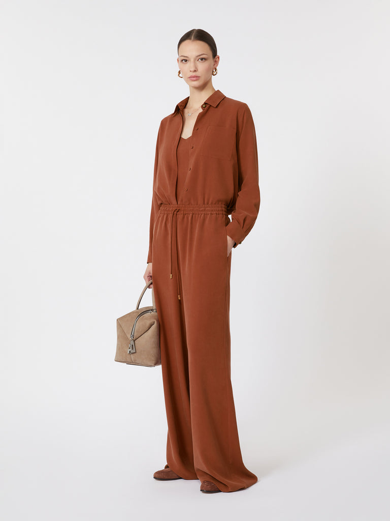 max mara wide-fit washed silk trousers