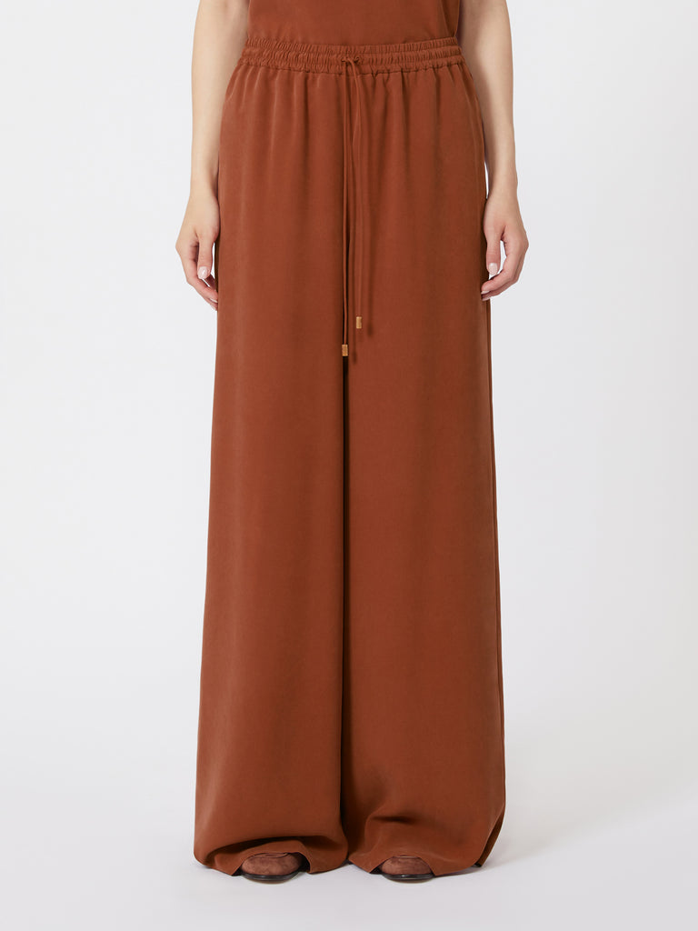 max mara wide-fit washed silk trousers