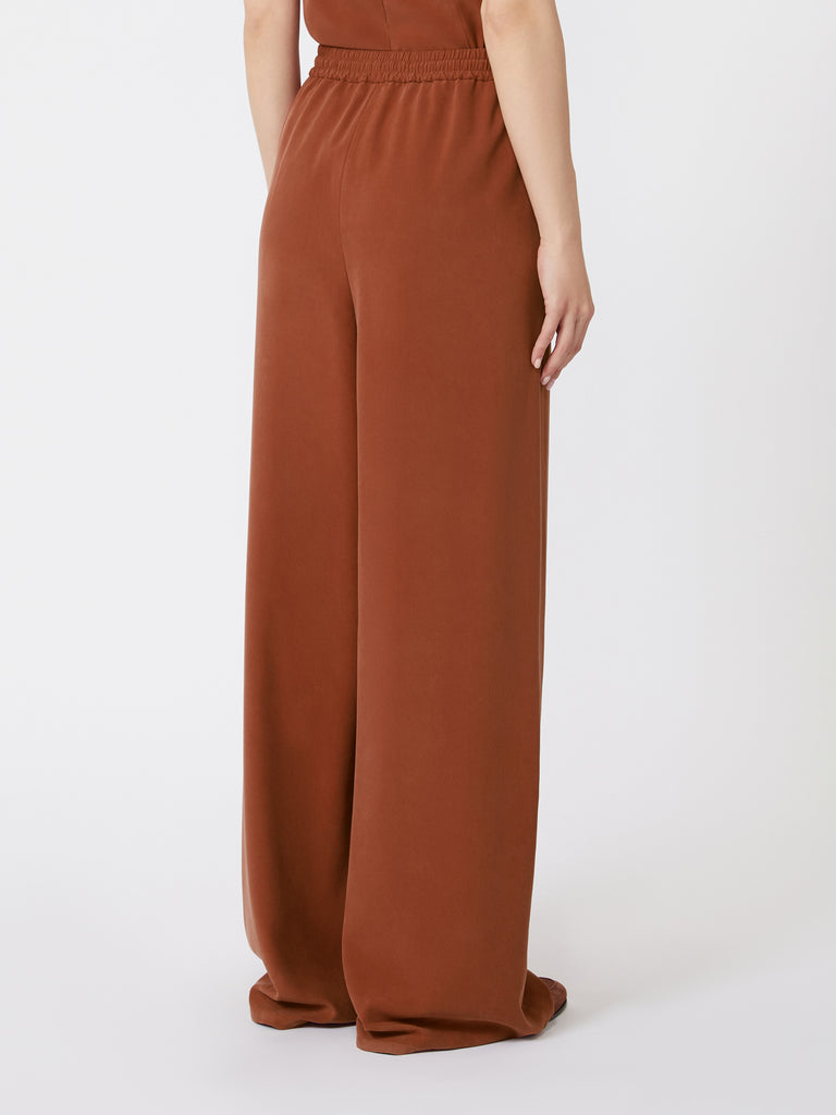 max mara wide-fit washed silk trousers