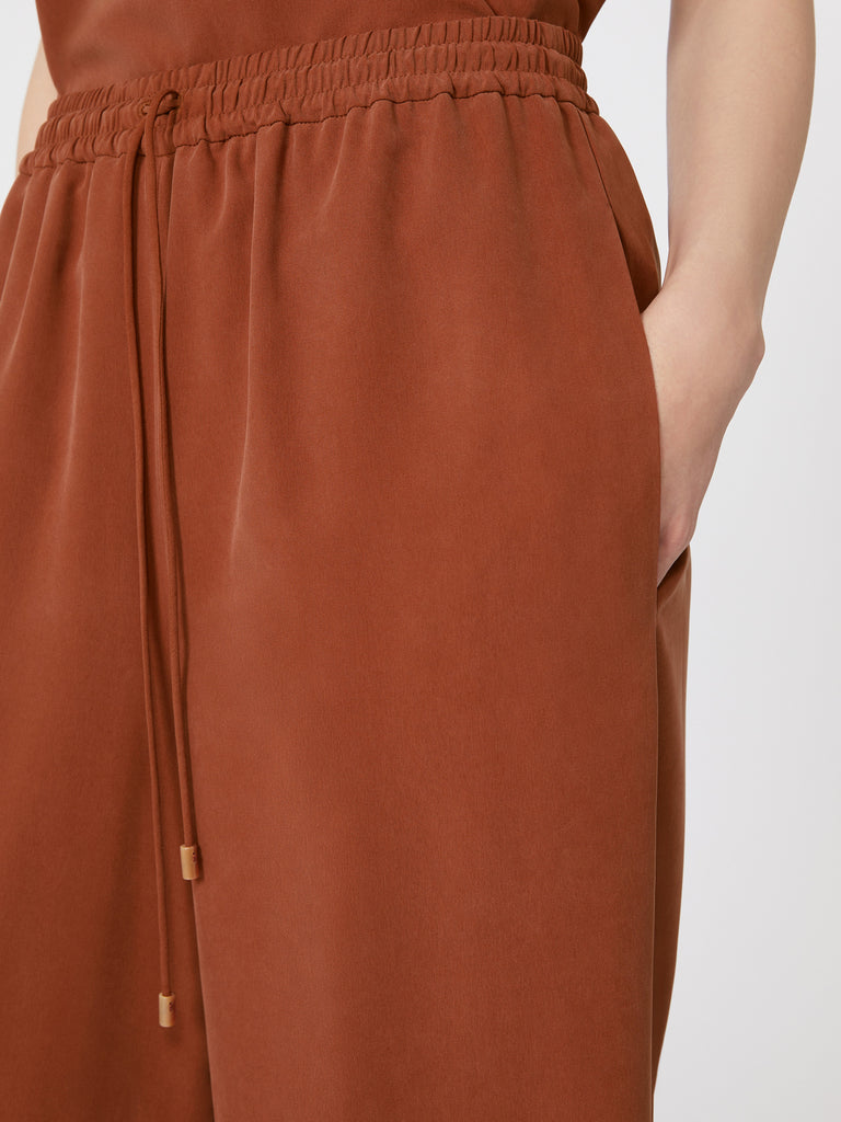 max mara wide-fit washed silk trousers