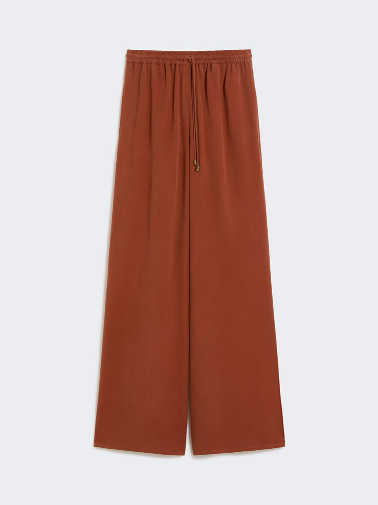 max mara wide-fit washed silk trousers