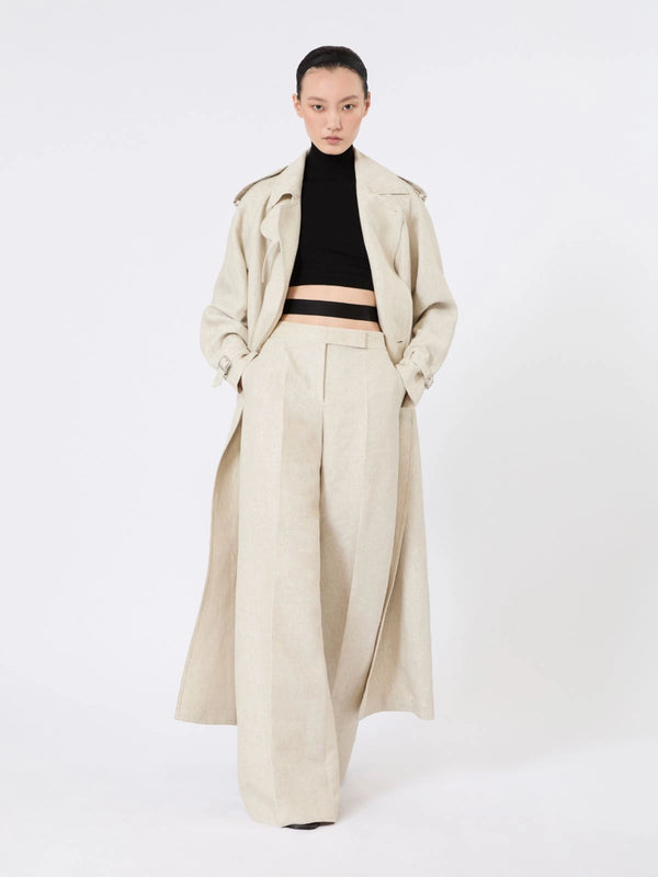 max mara wide-leg trousers in linen drill for women