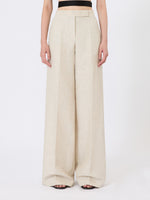 Wide-Leg Trousers In Linen Drill for Women - Sand - Max Mara KSA