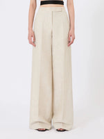 max mara wide-leg trousers in linen drill for women