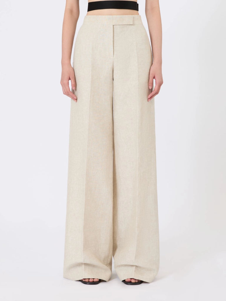 max mara wide-leg trousers in linen drill
