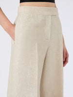 Wide-Leg Trousers In Linen Drill for Women - Sand - Max Mara KSA