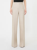Wide-Leg Trousers In Linen Basketweave for Women - Sand - Max Mara KSA