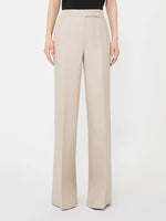 max mara wide-leg trousers in linen basketweave for women