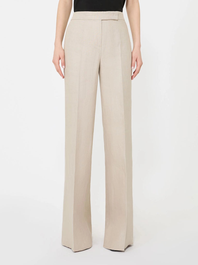 max mara wide-leg trousers in linen basketweave